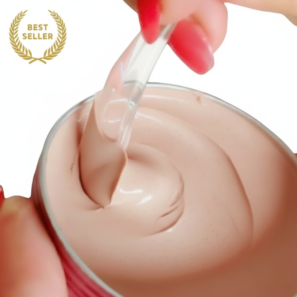 Balm scooping on white background